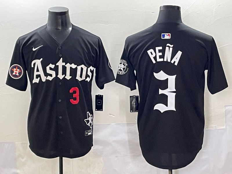 Men 2025 Houston Astros #3 Pena Black Five generations Joint Name Nike MLB Jersey style 7->houston astros->MLB Jersey